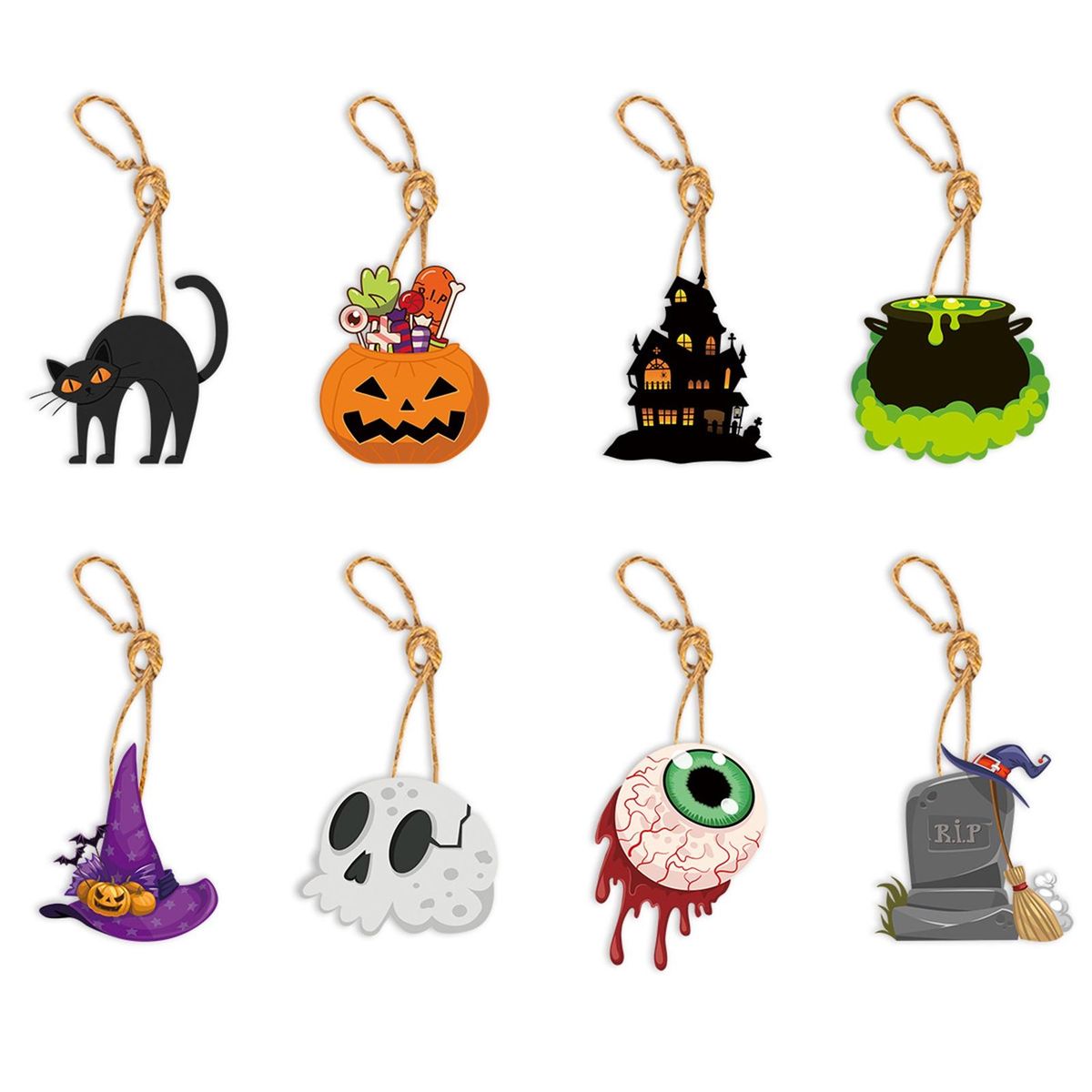 Funny Halloween Gifts Spooky Halloween Hanging Ornaments 8pcs Haunted A