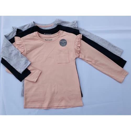 3pcs Plain Colored Girls Longsleeve Tops
