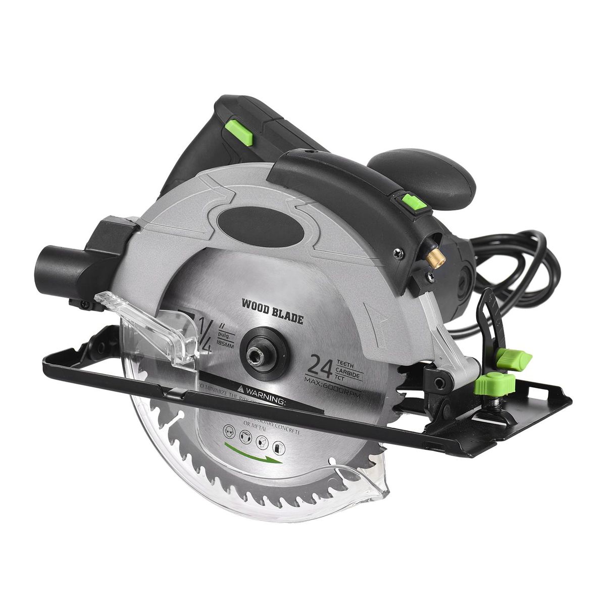Corded Circular Saw 12A 5500RPM Power Circular Saw with 7-1/4'' Saw Blade and Laser Guide 2.45'' (90&deg;) & 1.81'' (45&deg;) Max. Cutting Depth for Wood Plastic Log Tile Cutting
