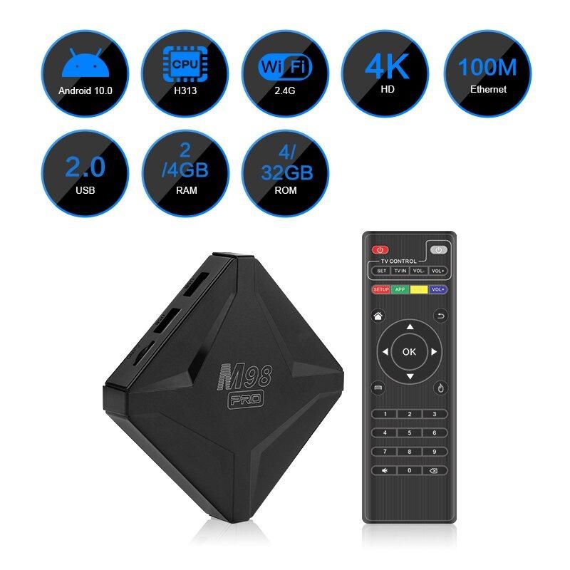 Smart Home TV Box Android 10.0 M98 PRO 16G H313 Core HD 4K Google Play Media Player Intelligent