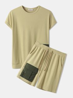 Men's Unique Up & Down Short - Cream & Green