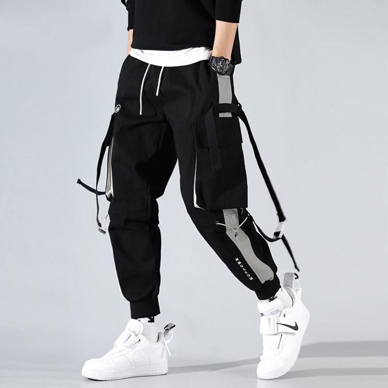 Track Side Pants Men Reflective Label Label Harem Pencil Pants Clothing For Man Street Hip Hop Tracksuit Pants