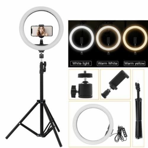 10" Led Selfie Ring Light With Tripod Stand & Phone Holder
