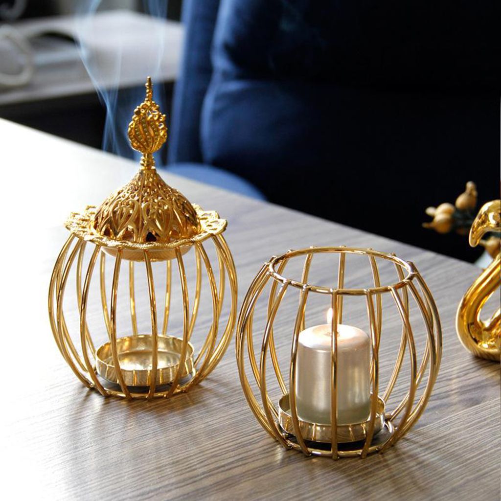 Metal Iron Art Tower Buddhism Incense Burner Candlestick