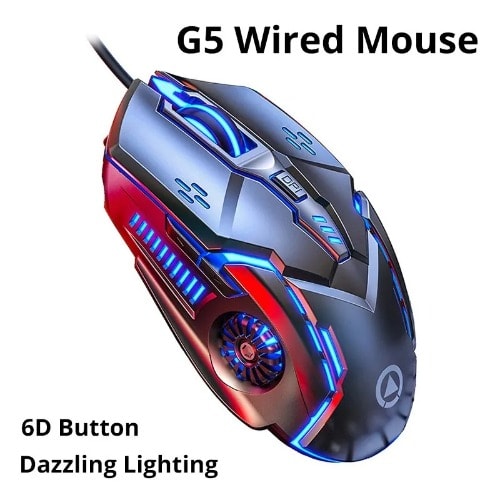 G5 Wired Mouse BackLight High Sensitivity 6 Keys Mice For MacBook Laptop PC Tablet