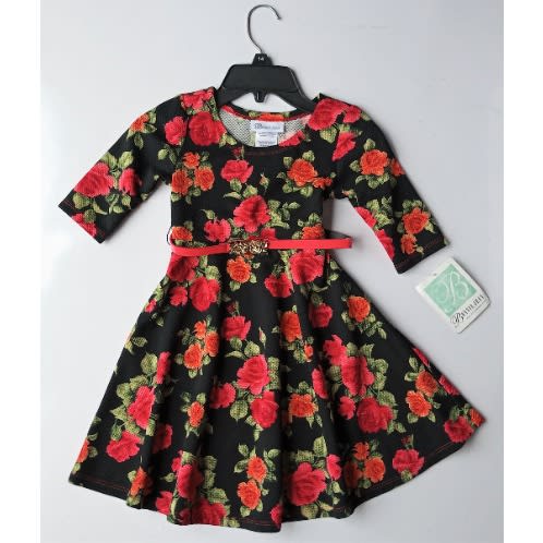 Girls Floral Skater Party Casual Dress - Multicolour