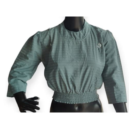 Cropped Blouse - Cotton - Green