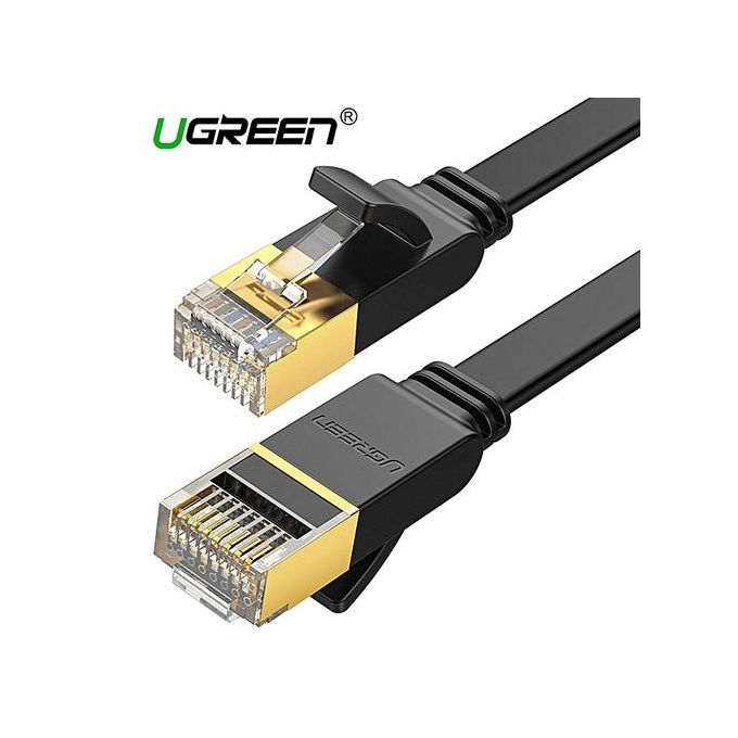 1 Meter Flat Ethernet Cable Cat7 RJ45 Network Patch Cable Flat 10 Gigabit 600Mhz Lan Wire Cable Cord Shielded For Modem, Router, PC, Mac, Laptop, PS2, PS3, PS4, XBox, And XBox 360 Black(MY) By HonTai