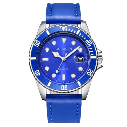 Men's  Leather Band Watch - Blue