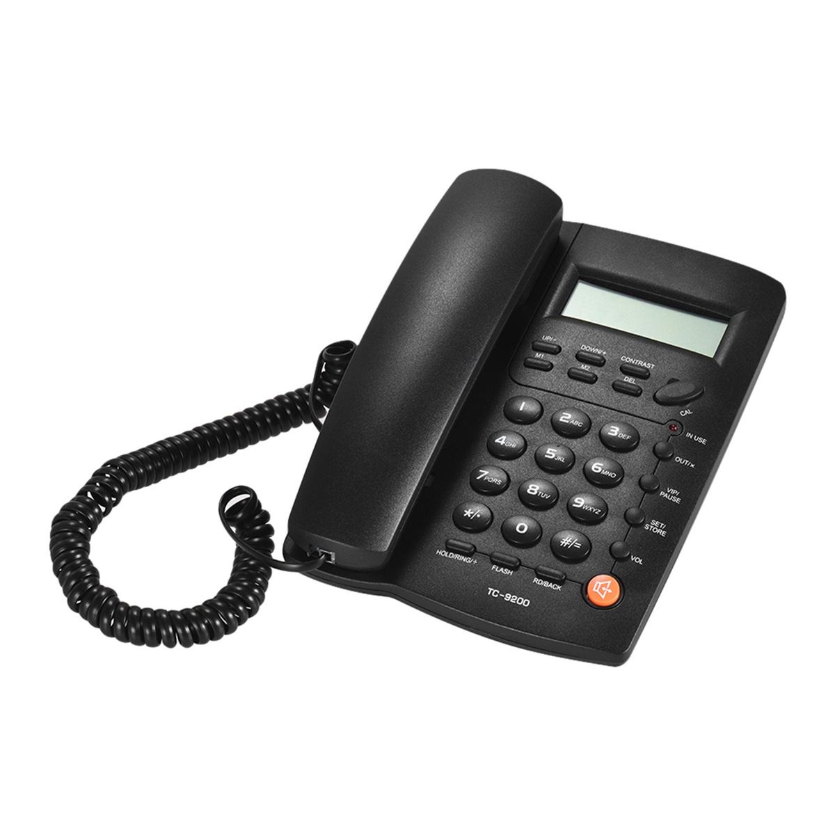 Desktop Corded Telephone Phone with LCD Display Caller ID Volume Adjustable Calculator Alarm Clock for House Home Call Center Office Company Hotel