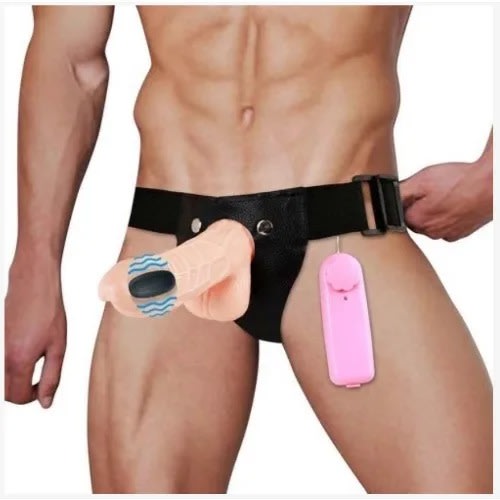 10 Frequency Rechargeable Vibrating Strap On Dildo/harness