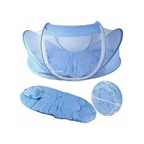 Happy Baby Convenient Baby Bed With Net Pop Up Style Dotted - Blue