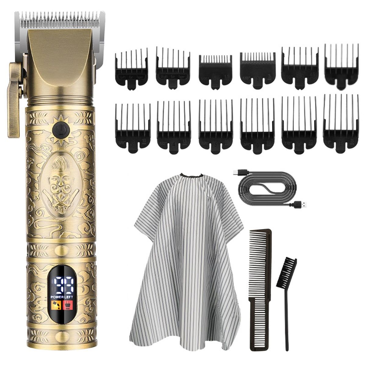 Electric Clippers USB Cordless Hair Clipper LED Display Fast Cutting Shaving Haircut Professional Styling