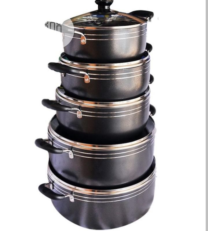 5 Set - Large Non-Stick Rugged Cookware Pot Set