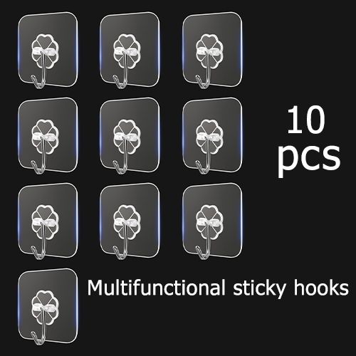 10PCS Strong Self-adhesive Hook, Wall Door Sticky Hanger