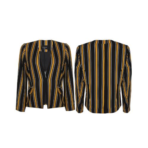 Stripped Zipper Pocket Blazer