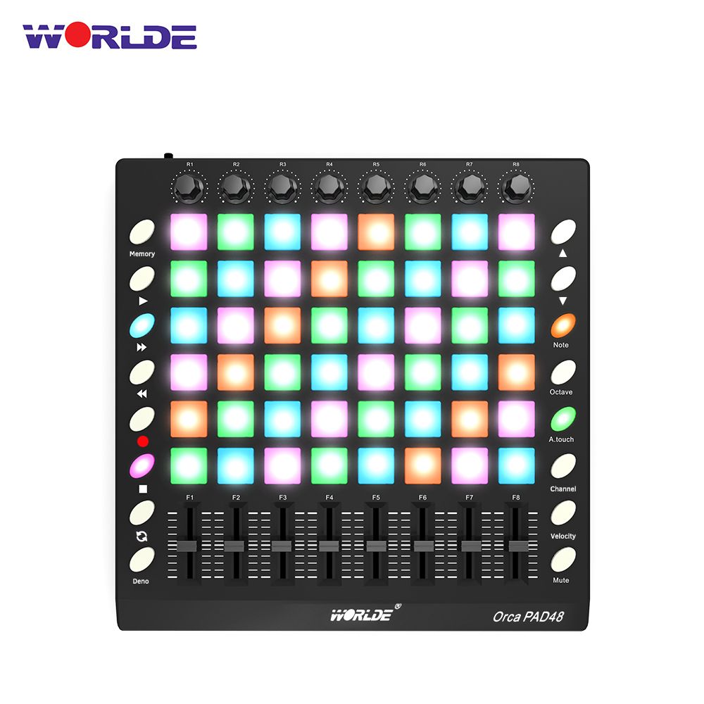 WORLDE PAD48 Portable USB MIDI Drum Pad Controller 48 RGB