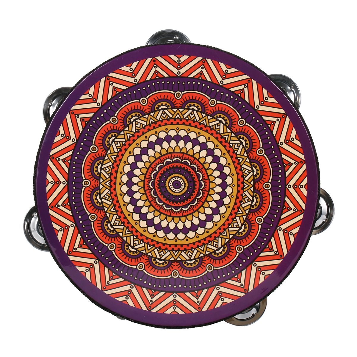 8 Inch Wooden Tambourine Handbell Hand Drum With Double Row