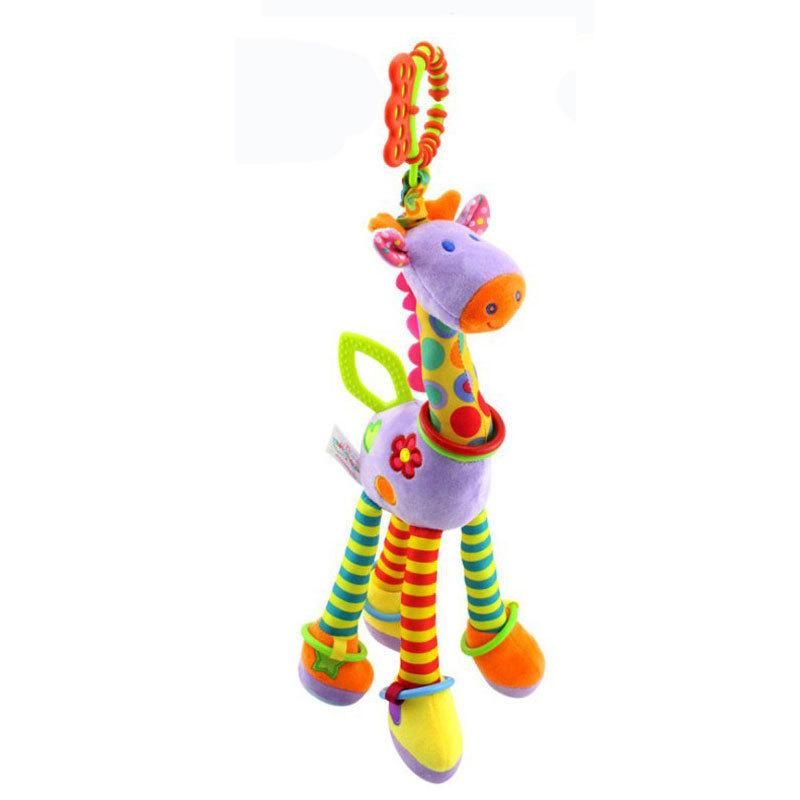 Happy Monkey baby plush toy giraffe lathe hanging plush color car pendant baby toy Purple Giraffe Bed Hanging 37cm