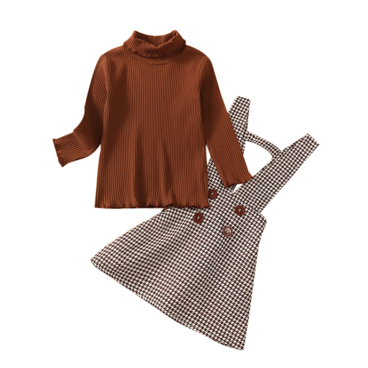 GIRL TURTLE NECK TOP WITH PINAFORE