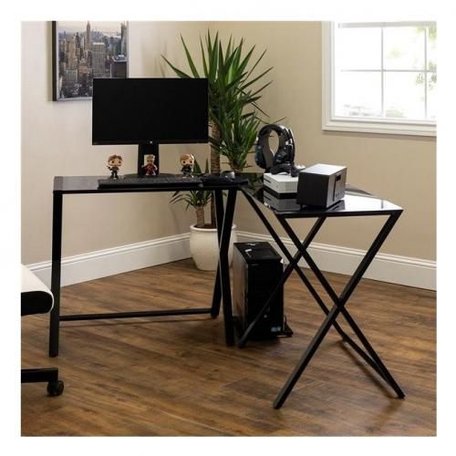 Edison Modern X - Frame Glass Computer Desk