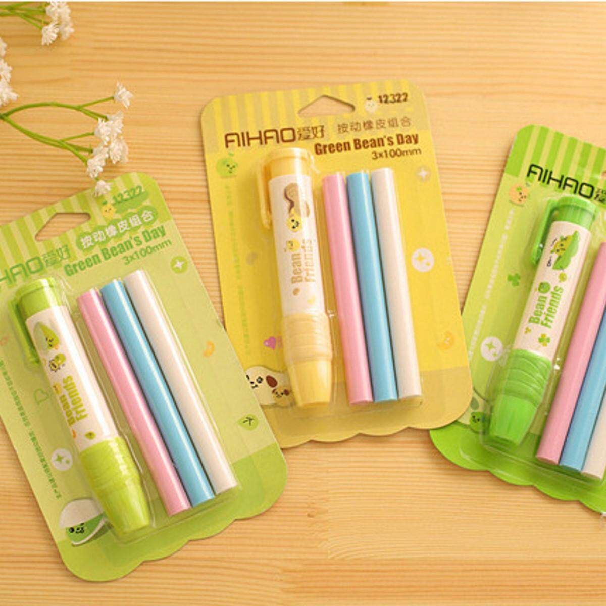 3pc/pack Eraser Rubber School Students Stationery Cute Pen Shape Eraser Kid Gift