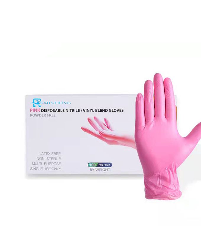 Protective Disposable Latex Hand Surgical Glove M (100 Pcs) Pink