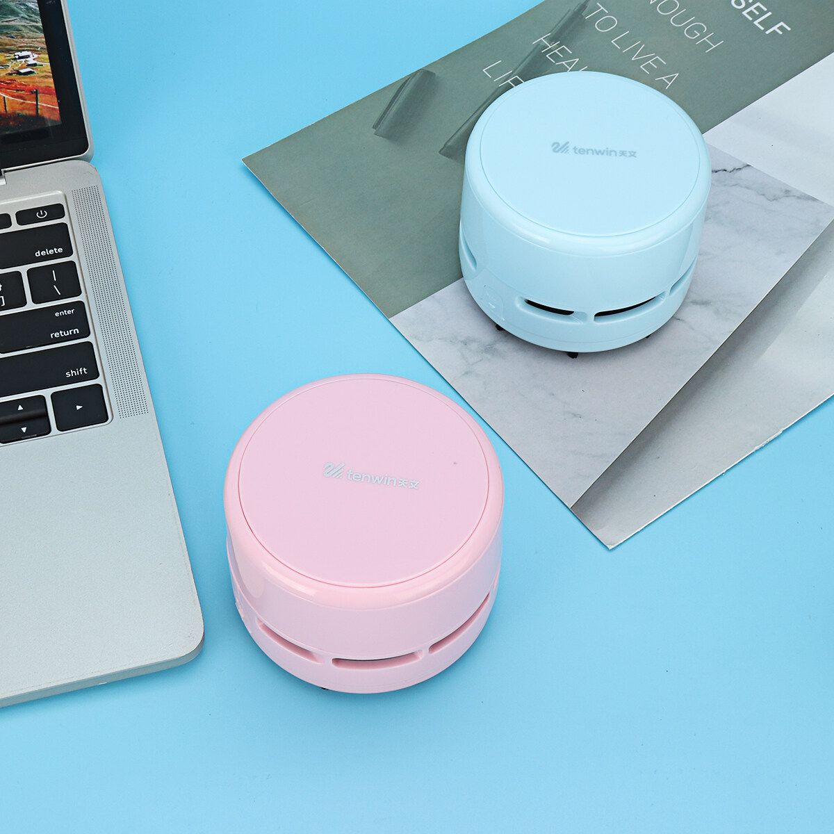 Electric Pencil Eraser Table Vacuum Cleaner Students Stationery Set Blue