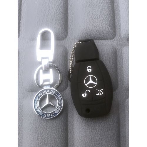 Mercedes Benz Key Holder + Black Silicon Remote Key Case Cover