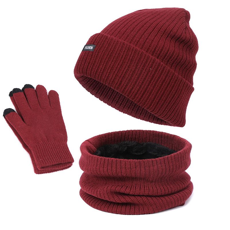 Cross-border Autumn And Winter Plus Fleece Hat Scarf Gloves