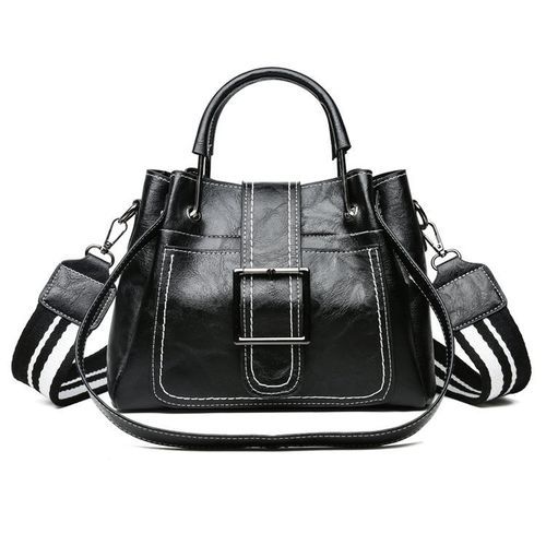 New Handle Bag Women PU Leather Shoulder Bag Lady Large Capacity Hand Bag Black