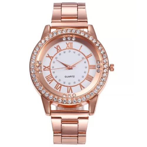 Women's Stainless Steel Rhinestone Strap Watch