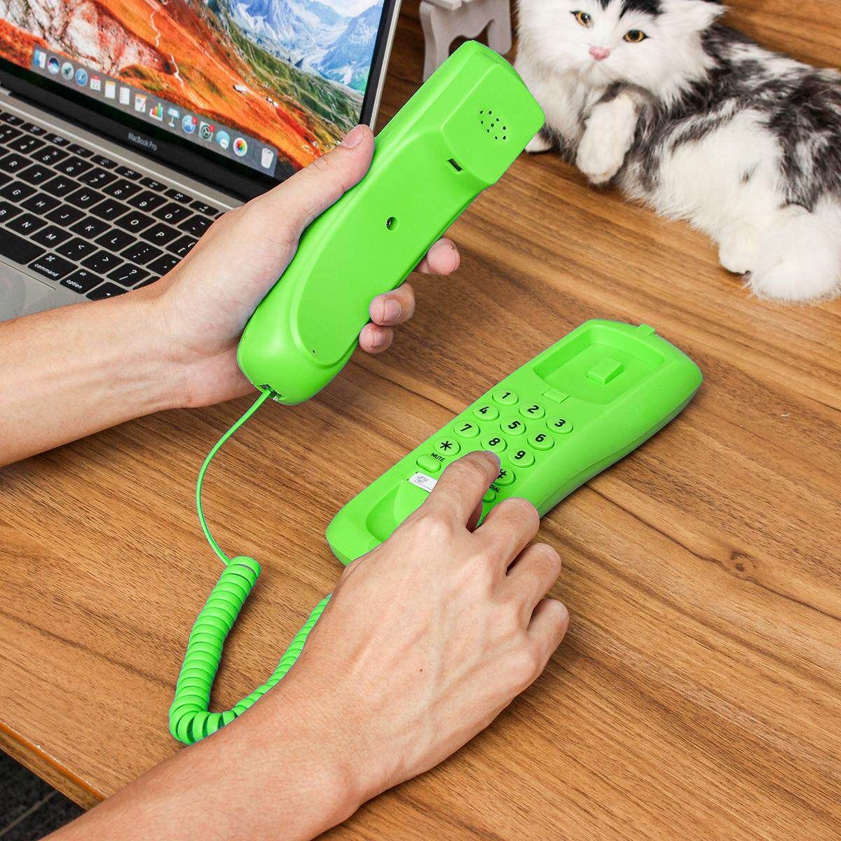 3 Colors Wall Mount Home Corded Phone Telephone Business Home Office Desktop Phone Green