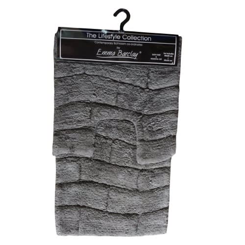 Machine Washable Bath Rug -2 Pieces - Dark Grey