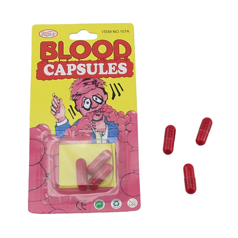 3Pcs Realistic Fake Blood Pills Vampire Capsules Horror Scary Funny Trick Toys Halloween April Fools Day Party Props Adults HOT 1set 3pcs