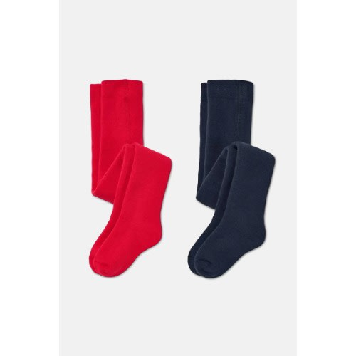 Girls 2 Pieces Thermal Tights - Red And Navy