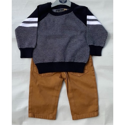 2pcs Set - Toddler Solid Sweatshirt Top And Chinos Pant