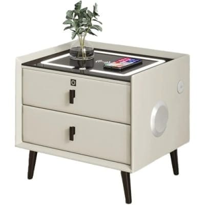 Smart Nightstand With Drawers - wireless Charging - led Lights