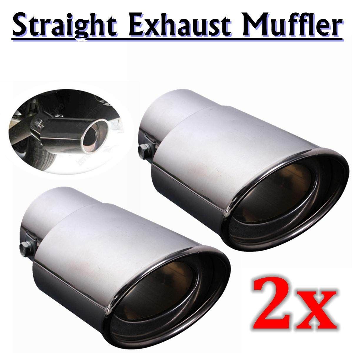 2pcs Universal 2.5" Inlet Oval Car Exhaust Pipe Muffler Tip Stainless Steel Chrome