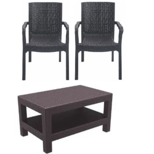 Outdoor Rattan Table And 2-chairs Set