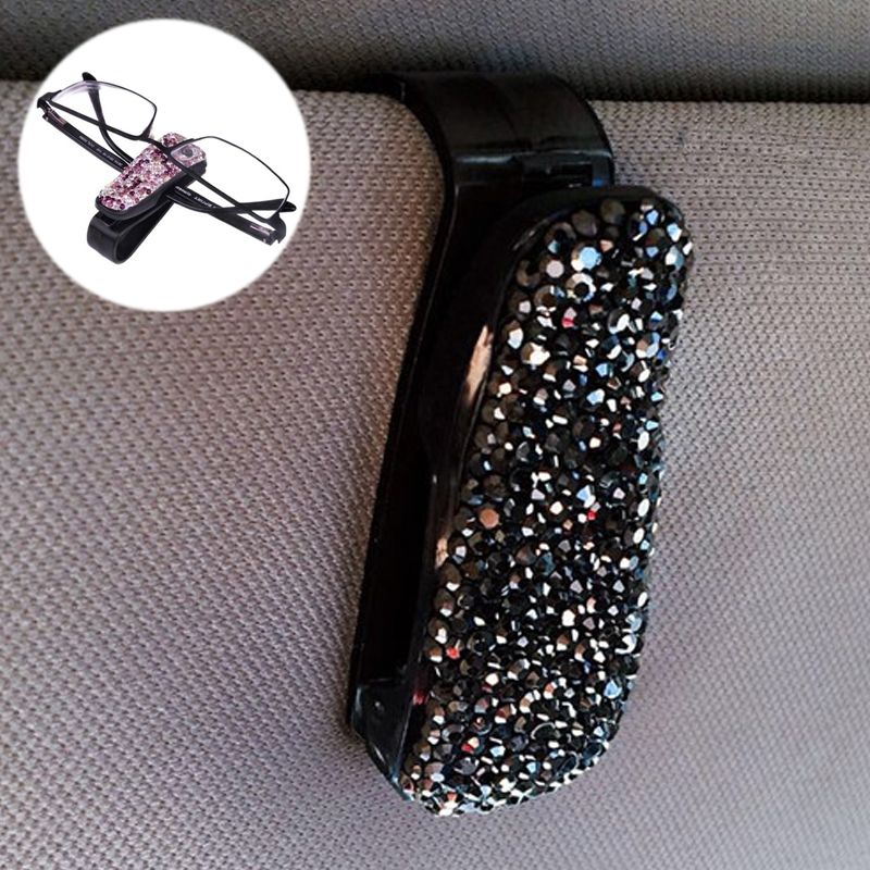 Car Mixed Color Diamond Mounted Gles Bill Clip Holder