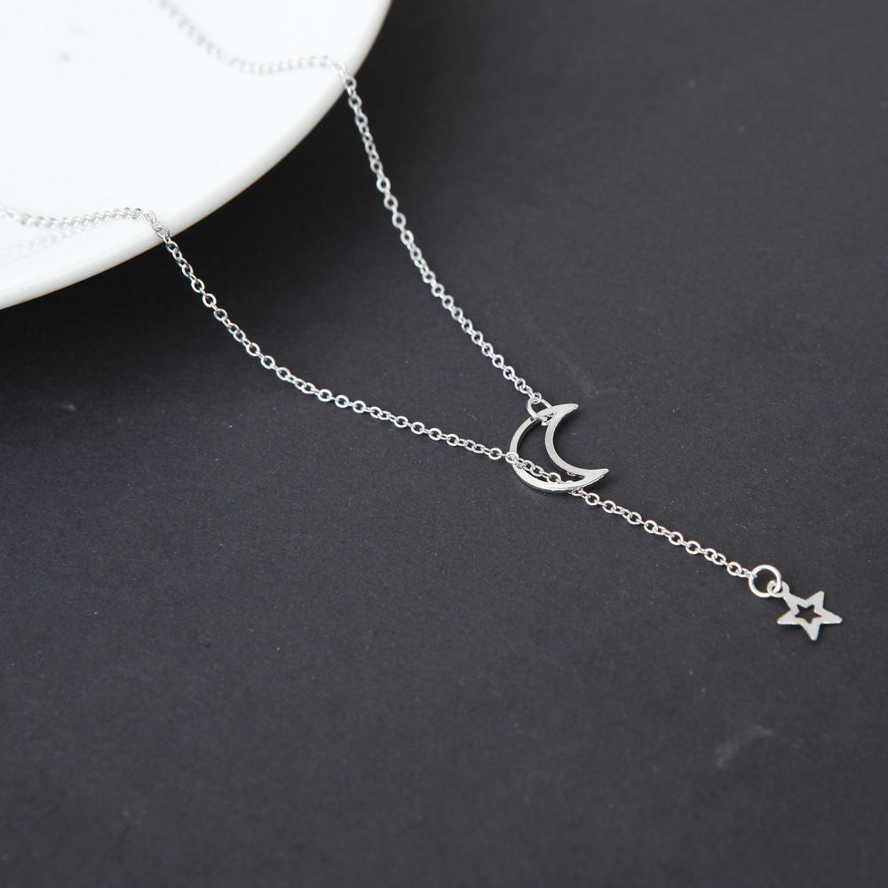 Moon And Star Necklace Sliver