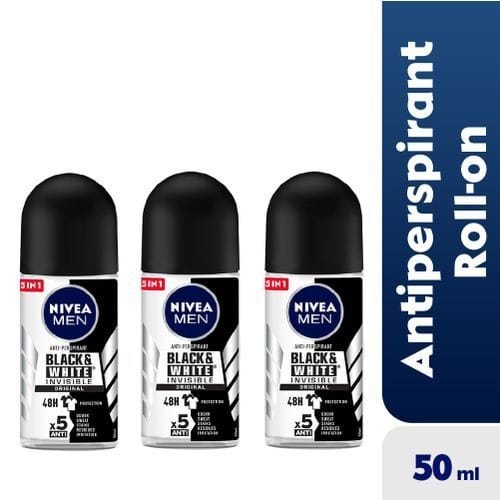 Black & White Invisible Original Anti-perspirant Roll-on For Men -48h - 50ml  &times;3