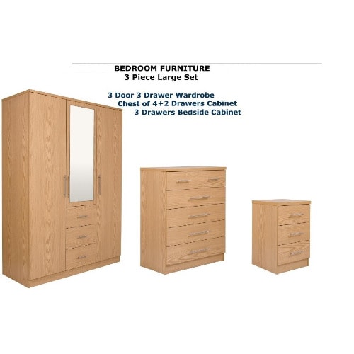 Wooden Bedroom Wardrobe Storage Set - Family Master Furniture Combo 2