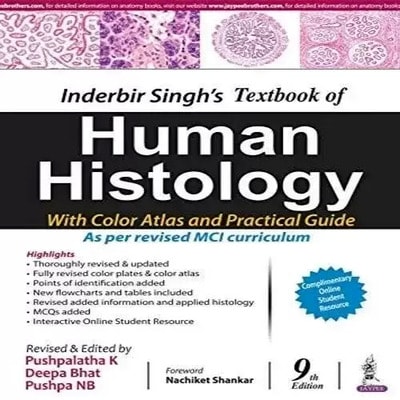 Inderbir Singh's Textbook Of Human Histology by Neelam Vasudeva 9/edition -2019 Paperback