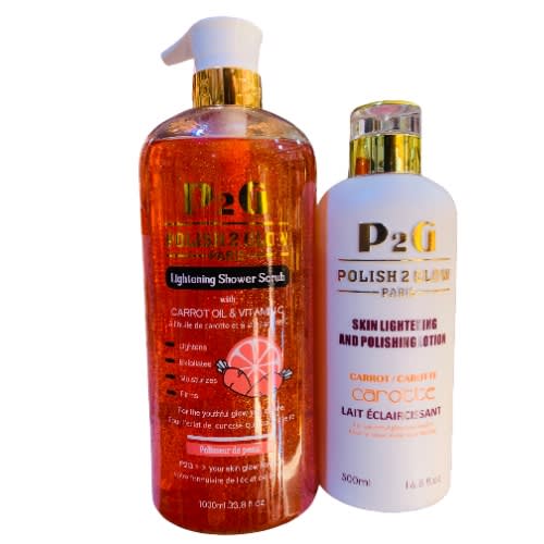 Polish 2 Glow Lightening Shower Scrub Carrot - 1000ml  And Carrot Lotion - 500ml