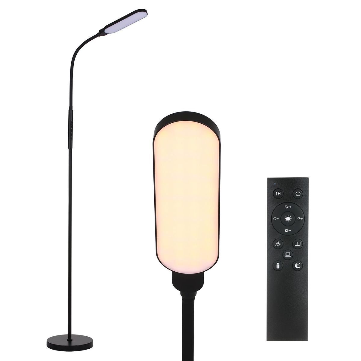 Neoglint LED Floor Lamp Modern Standing Lights Reading Light 9 Brightness Levels & 5 Light Colors Touch Control Remote Control for Living Room Bedroom Office