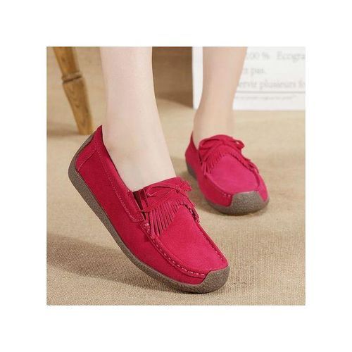 EUR Size 35-42 Women Flats Top Quality Suede Leather Loafers Slip On Ballet Flats Woman Shoes Red