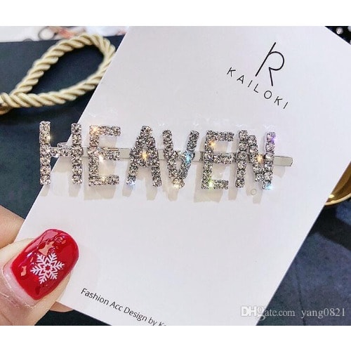Heaven Word Rhinestone Hair Clip - Silver