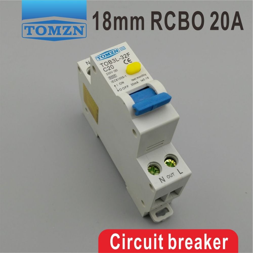 TOB3L-32F 18MM RCBO 20A 1P+N 6KA Residual Current Circuit